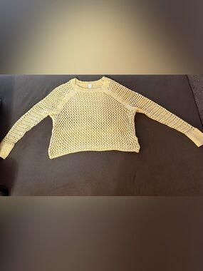 Old Navy Yellow Open-Weave Crewneck Sweater